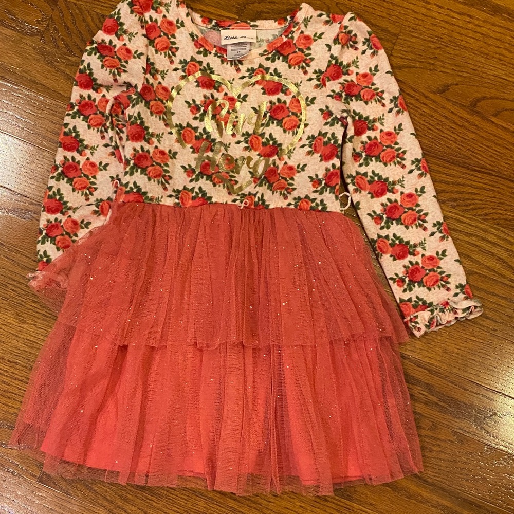 Little Lass Floral and Coral Dress